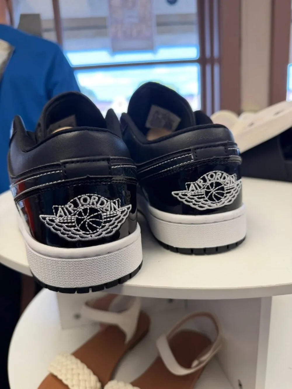 Jordan Air Jordan 1 Low Mens Solid Black/White Lace-Up Low Top Sneakers